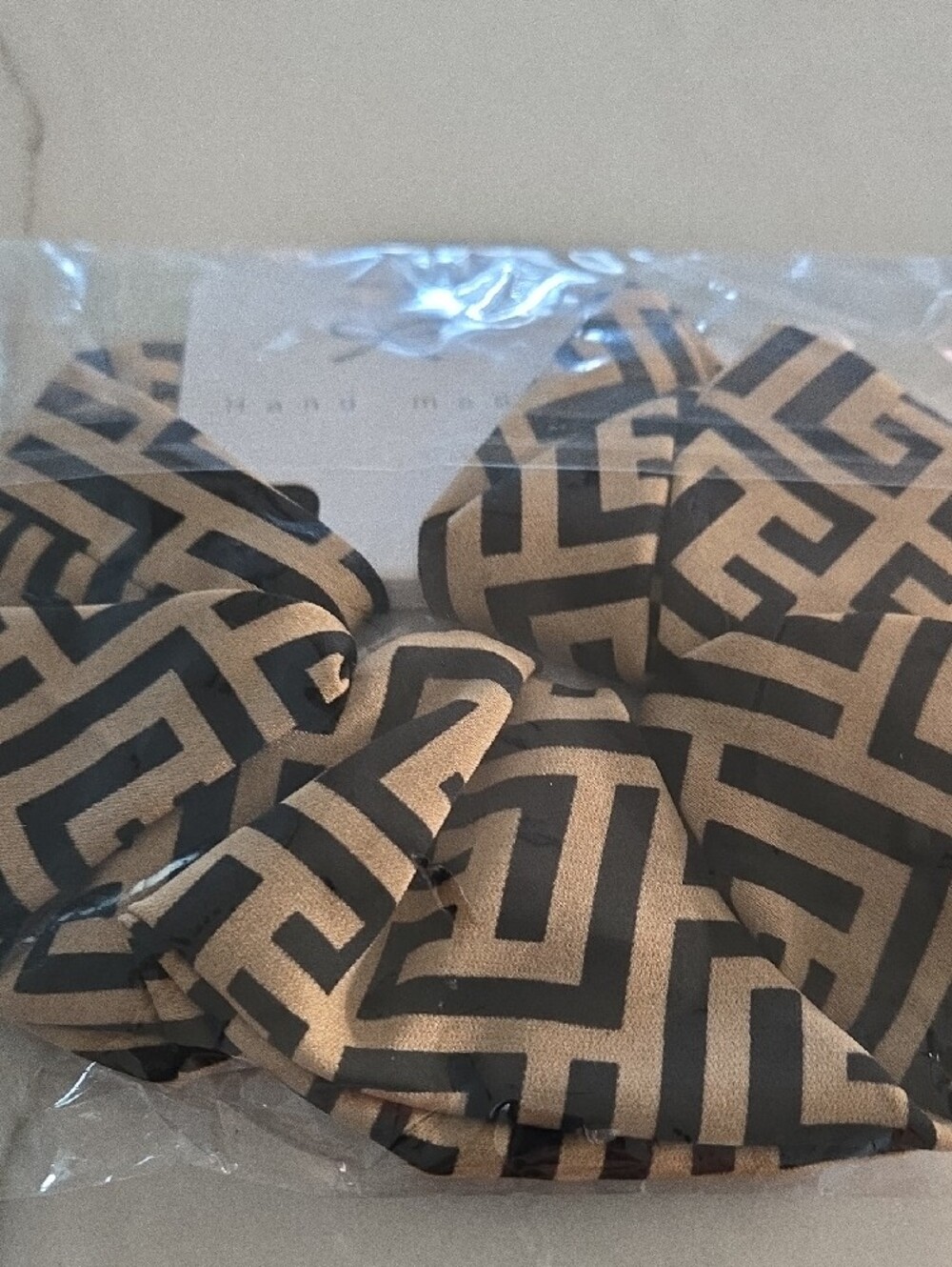 Hand Made Scrunchie Set Black & White Geometric Print New - Picture 2 of 4
